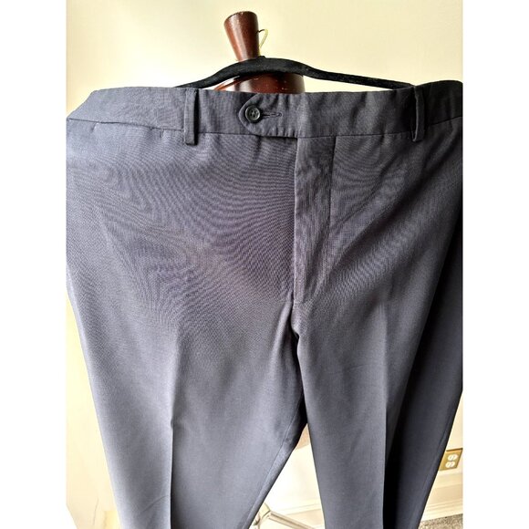 Coppley $330 Men's‎ Dress Pants 40x29 Black Wool Trousers Flat Front Canada Made - Picture 7 of 10